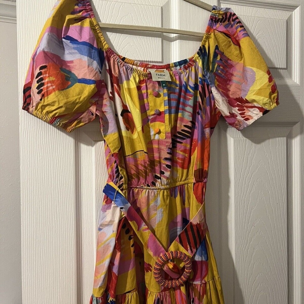 FARM RIO Neon Macaws Puff Sleeve Dress - Picture 3 of 5